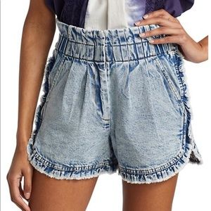 Sea Denim Ruffle Paperbag Shorts sz 6 stonewashed denim